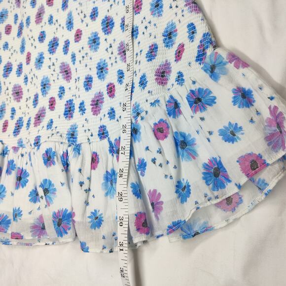 LoveShackFancy Smocked Kodie Mini Dress Purple Blue Floral Ruffle Sleeve Small - Picture 15 of 15